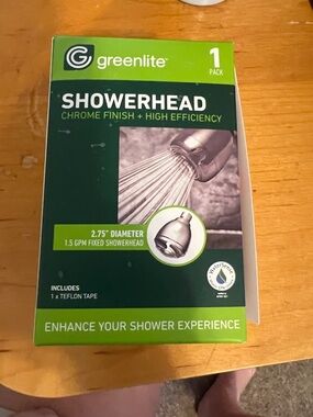 greenlite Chrome Finish Showerhead - Green/White Packaging
